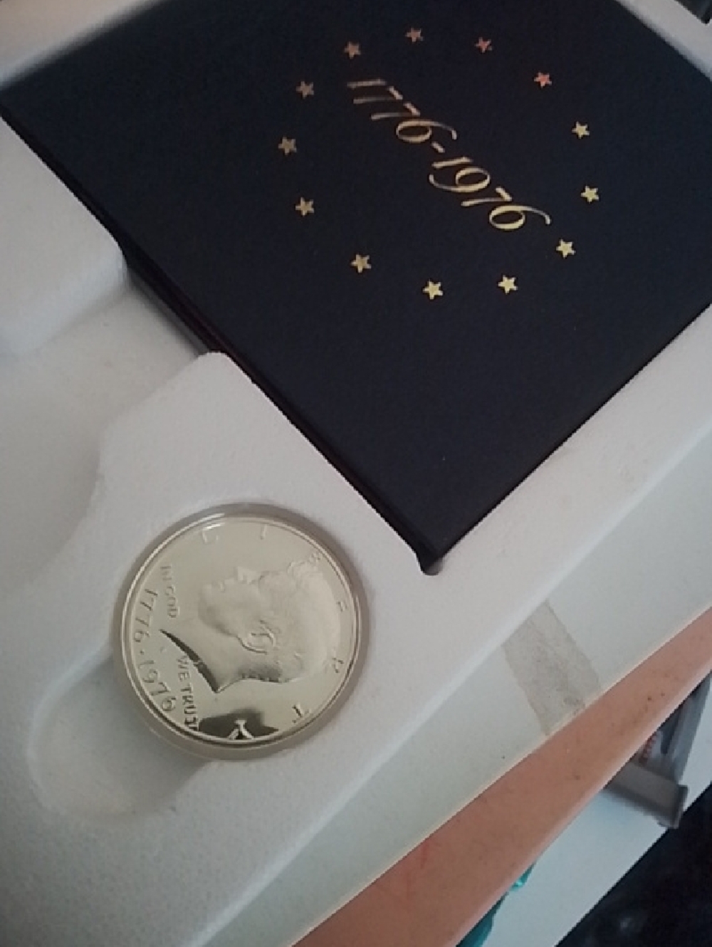 1976 Bicentennial Coin and Presentation Box - Gold Accents